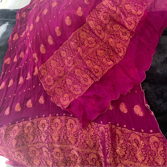 Magenta pink dupatta  fuchsia - Picture 3 of 4
